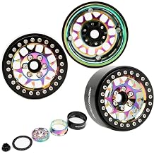 RhinoRC Beadlock Rims 1.9 Inch Wheels RC Rim Hub Aluminum Alloy Beadlock for Traxxas TRX4 TRX6 Redcat GEN7 GEN8 Rc4wd D90 Axial SCX10 II 90046 SCX10 III AXI03007 1/10 Crawler Colorful 4PCS
