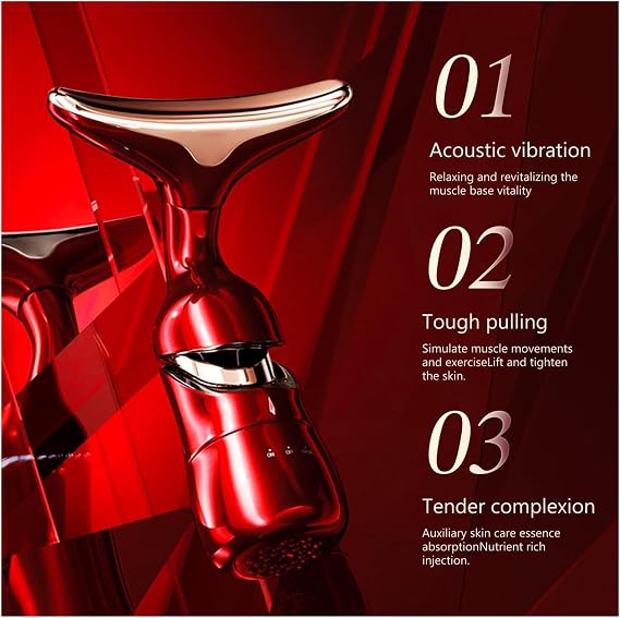 Face and Neck Wrinkle Remover Massager, 3 Different Heads, Vibrating Skin Firming, Neck and Tickle Slimming Effect, Facial Tensioning Massager, Under Eye Massager, Skin Rejuvenation Device