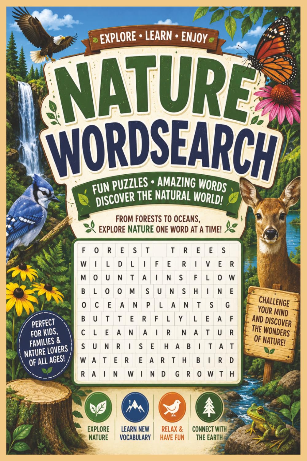 Nature Wordsearch: Nature Wordsearch Puzzlebook: For Teens, Adults and Seniors 6x9 Inches with 120 Pages | Challenge Your Brain with Nature themed Puzzles