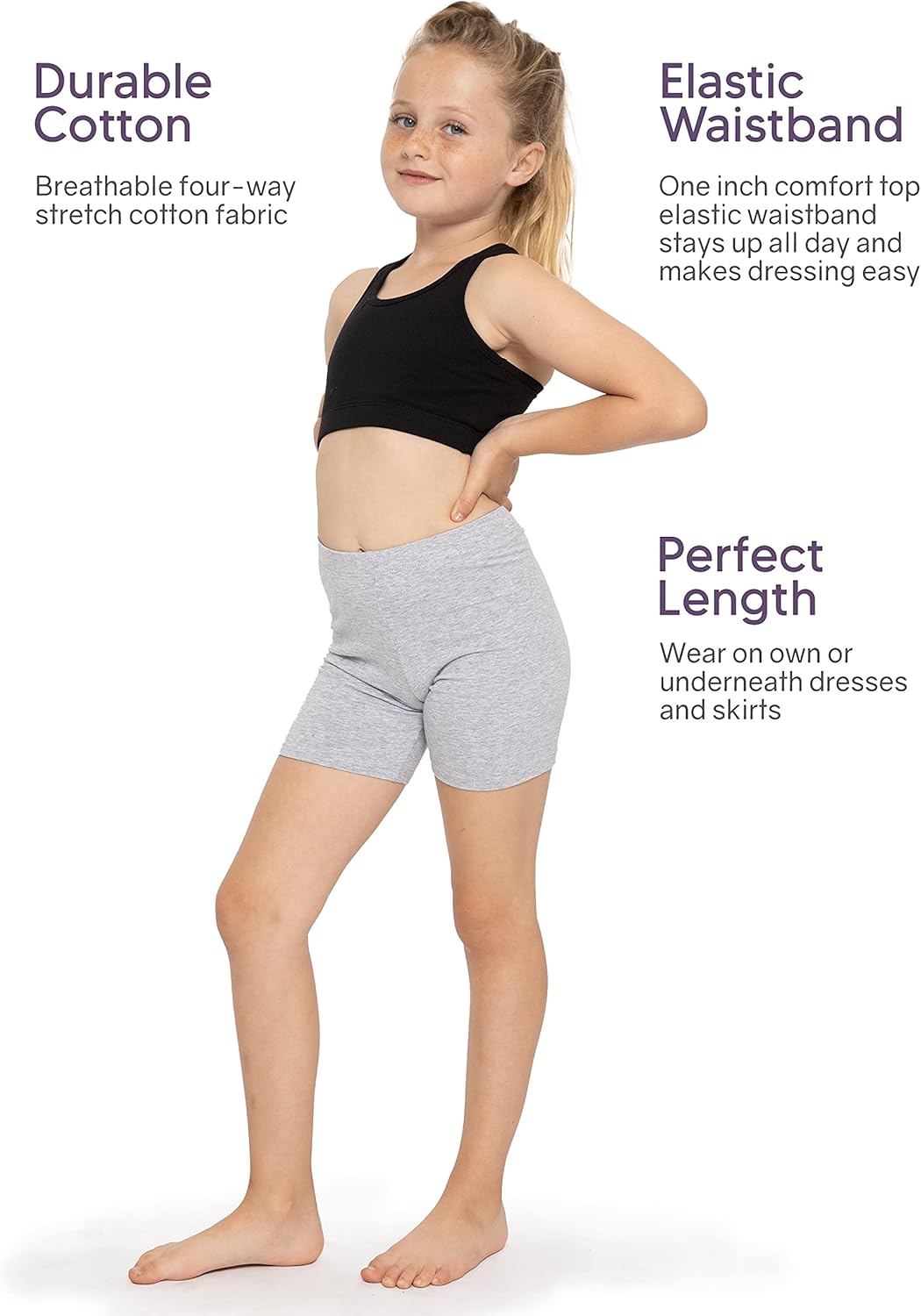 STRETCH IS COMFORT Girl's Cotton Biker Shorts: Clothing, Shoes & Jewelry