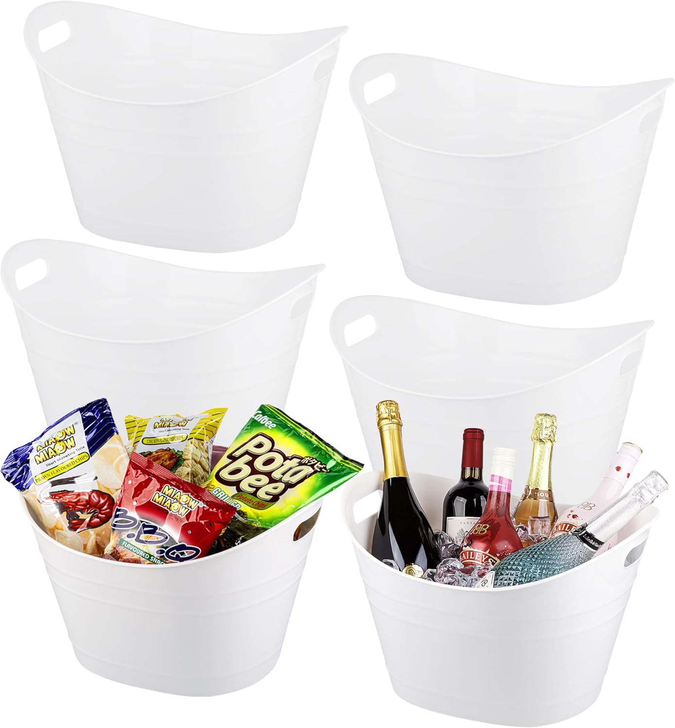 6 Pack 18L Large Plastic Ice Bucket for Wine, Beer and