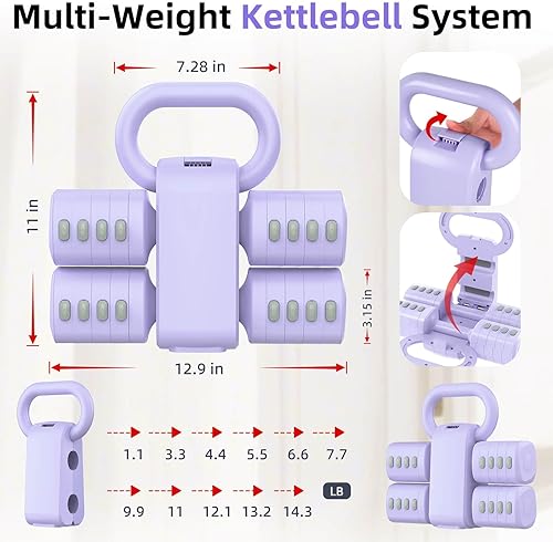 Miniatura 5 de Juego de mancuernas ajustables 2 en 1, 5 niveles mejorados, pesas de mano más pesadas para mujeres y hombres, cada una de 2.23.34.45.56.6 libras,