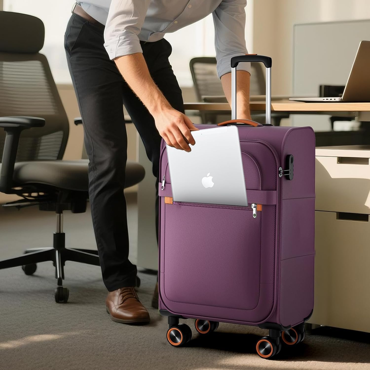 Weichschalenkoffer groß 78x48x30cm Stoff Trolley Leicht Reisekoffer 4 Rollen Zahlenschloss Handgepäck 109 Liter Rot