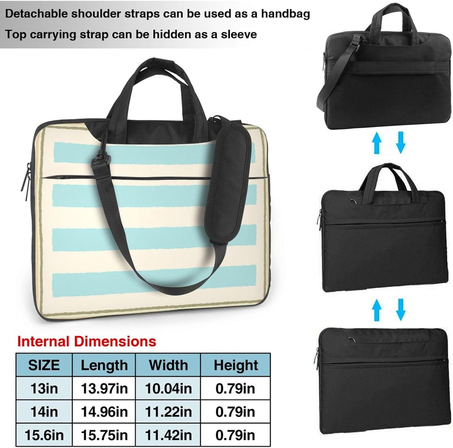 Blue Horizontal Stripes Laptop Bag image 4