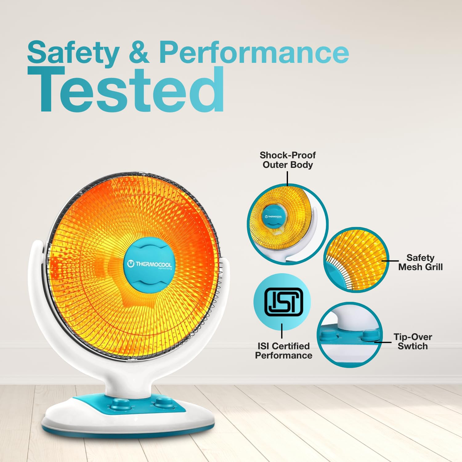 Sun Heater 16" (600/1200W) Room Heater | ISI Certified | Quick Heating | Wide-Angle Oscillation | Tip-Over Protection | Multipurpose & Portable | Rust-Free Metal | 1-Year Warranty | White 11 71EnUpNlBLL. SL1500