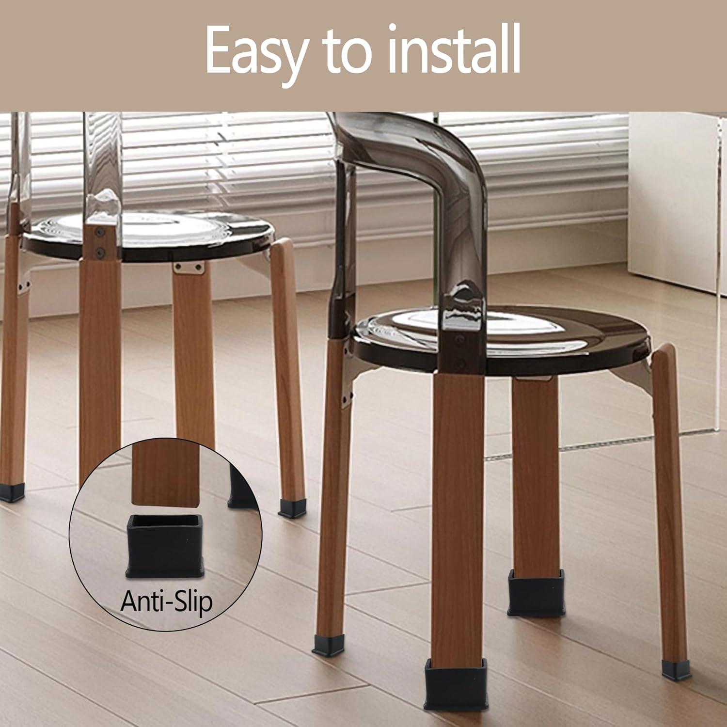 12PCS 3/5" x 1-1/5"Rectangular Rubber Furniture Leg Caps, PVC Chair Leg Tips Caps, Furniture Foot Protectors, Black Rubber Table Foot Cover, Wear-Resistant Table Chair Leg End Cap