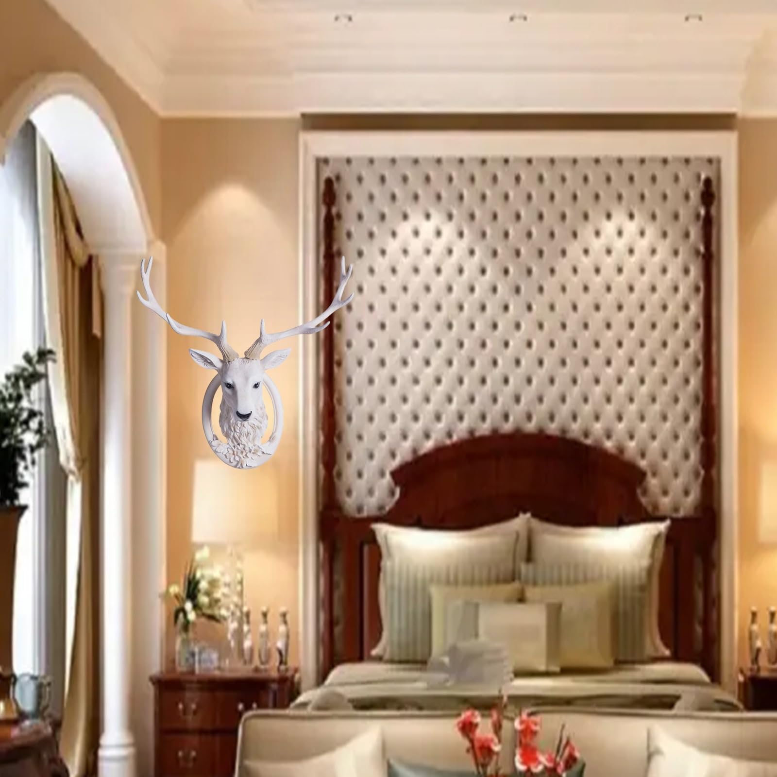 Decorazione da parete a forma di testa di cervo, grande testa di animale in resina, da appendere alla parete, decorazione per la casa, design realistico