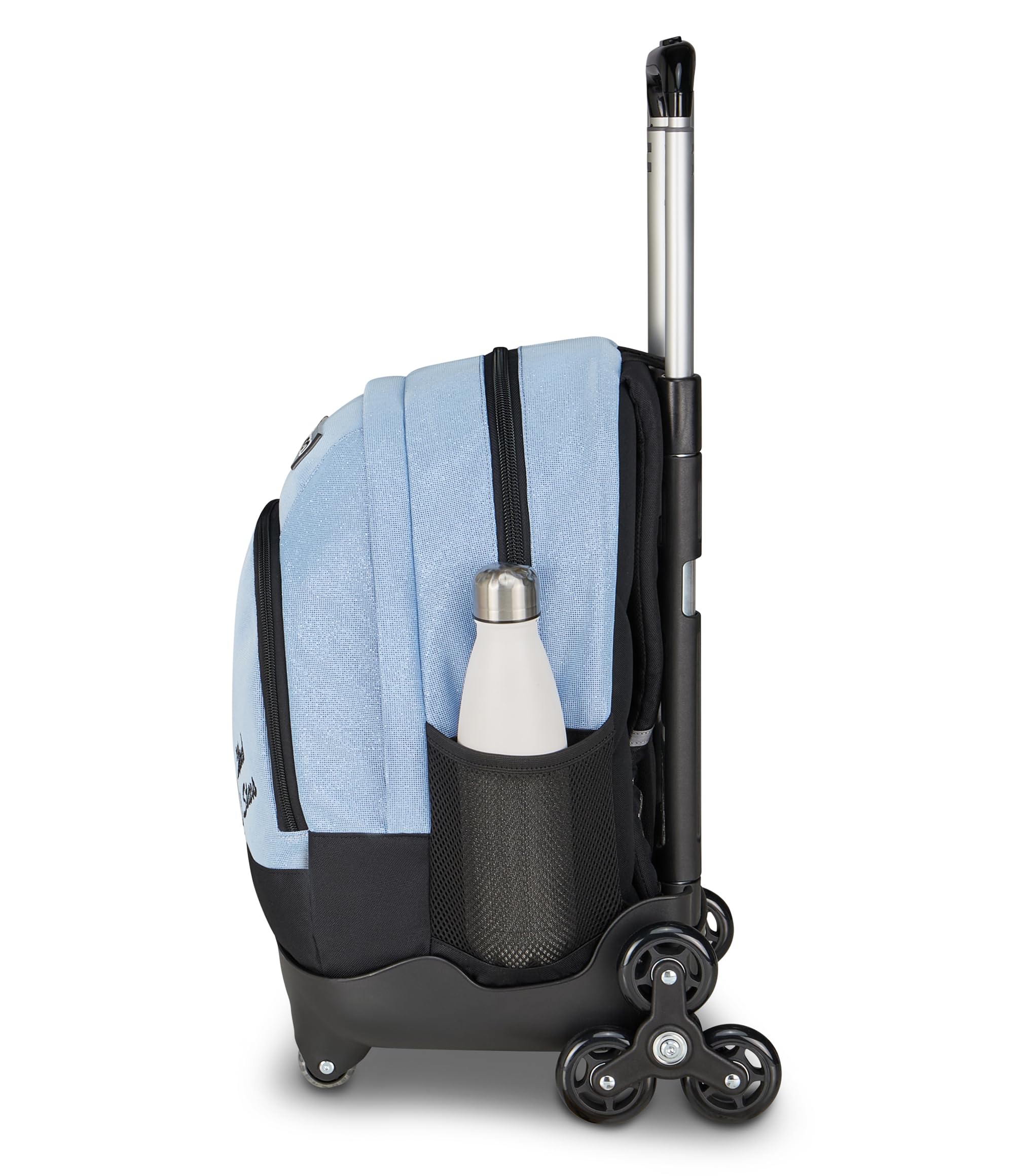 Seven Trolley Scuola Comby 8 ruote MADE OF STARS, Grigio, Effetto brillantini, 31 L, Scomponibile, Uso zaino, Barra telescopica, Tasca attrezzata, Tasca porta pc, Scuola elementare e media, Bambina