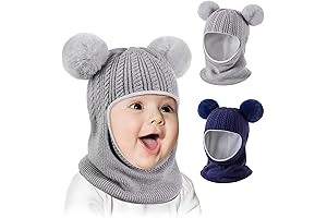 Baby Winter Hat Scarf Set 2 Pack, Winter Headgear Warm Beanie Face...