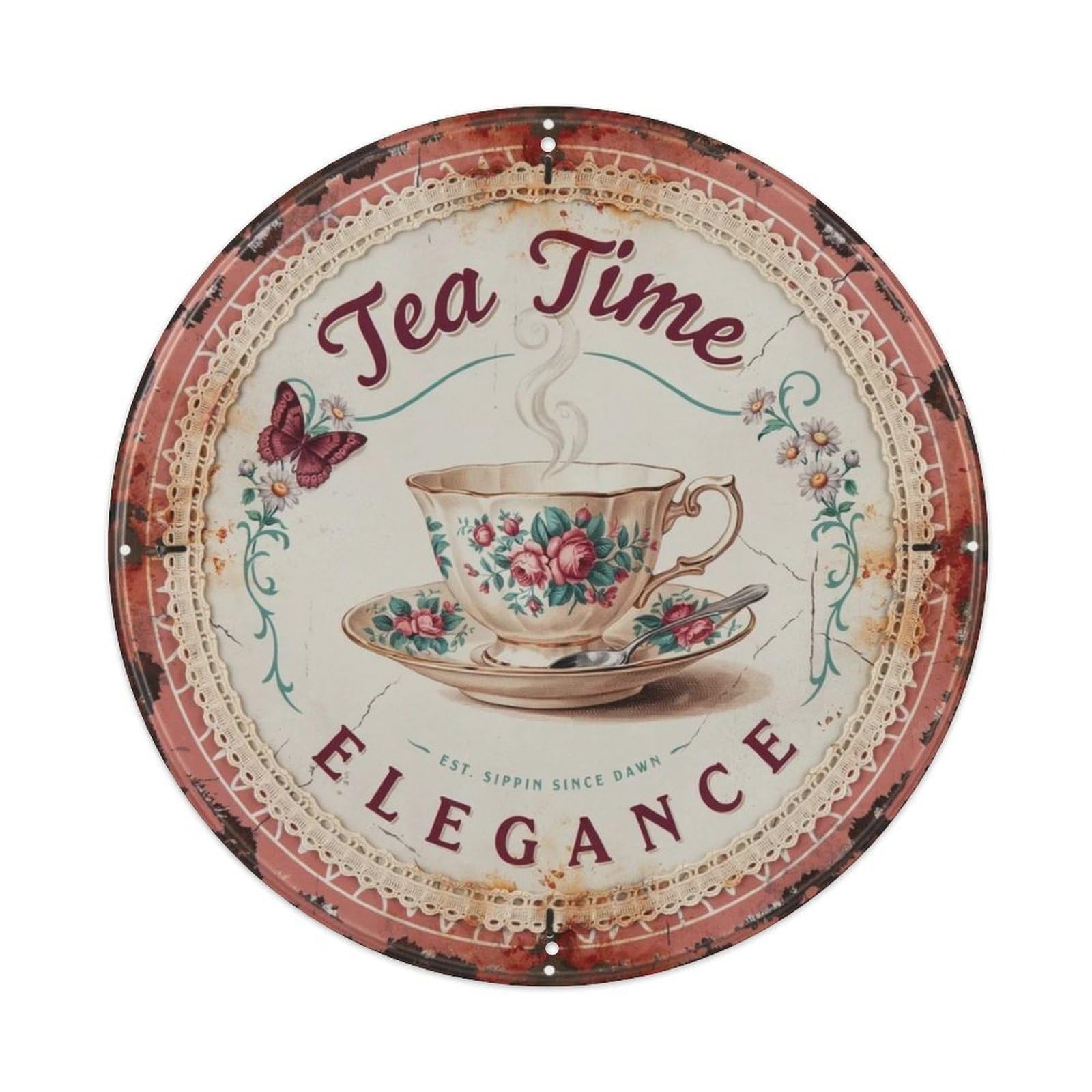 Tea Time Victorian Metal Tin Sign Plaque