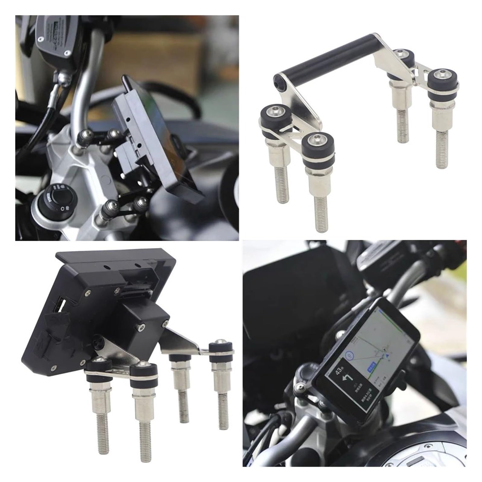 Supporto Navigatore Moto Per BMW Per F750GS Per F850GS Per F800GS Per F700GS Per R1200R Manubrio Staffa Navigazione Mobile Ricarica Telefono USB 12mm