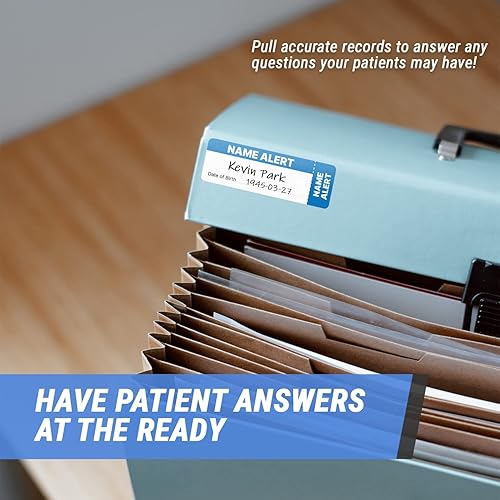 Miniatura 3 de 300 etiquetas adhesivas azules de alerta de nombre para carpetas - MAP3110 etiquetas en blanco para fecha de nacimiento de 3 x 1 pulgada para salas
