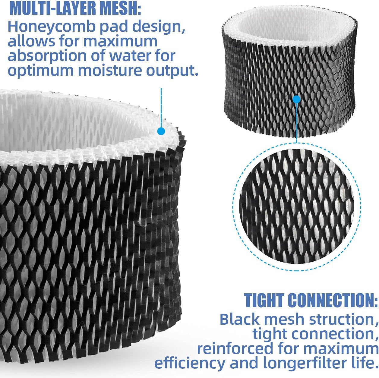 XIMOON HWF62 Humidifier Filter A Replacement for Holmes & Sunbeam Humidifier Models HM1701, SCM1702, HM1761, HM1300 & HM1100; Compare to Part # HWF62, HWF62CS,HWF62D (4)