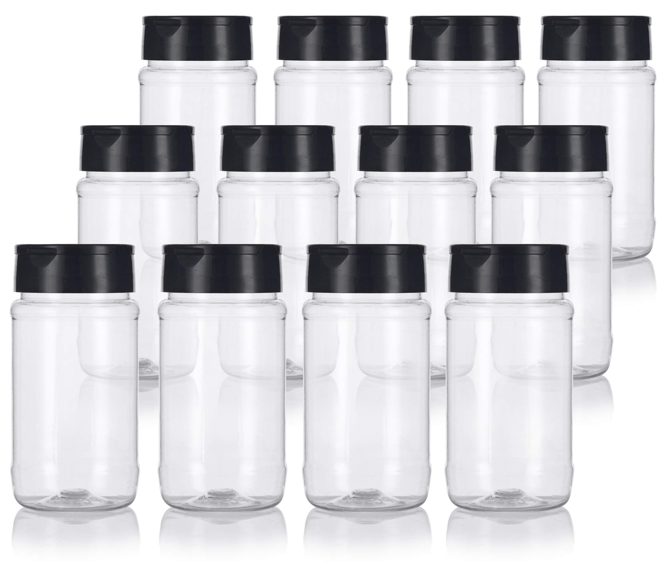 Botella de especias para evitar humedad y derrames con sifón negro dosificador de 236 ml