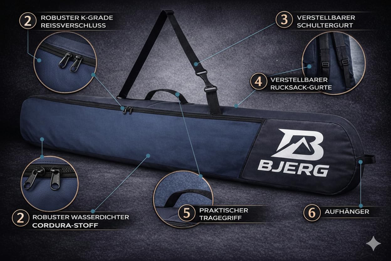 Bjerg Snowboardtasche Snowboard-Tasche Boardbag Snowboard Rucksack Bag Tasche für Snowboard - Made in Europe