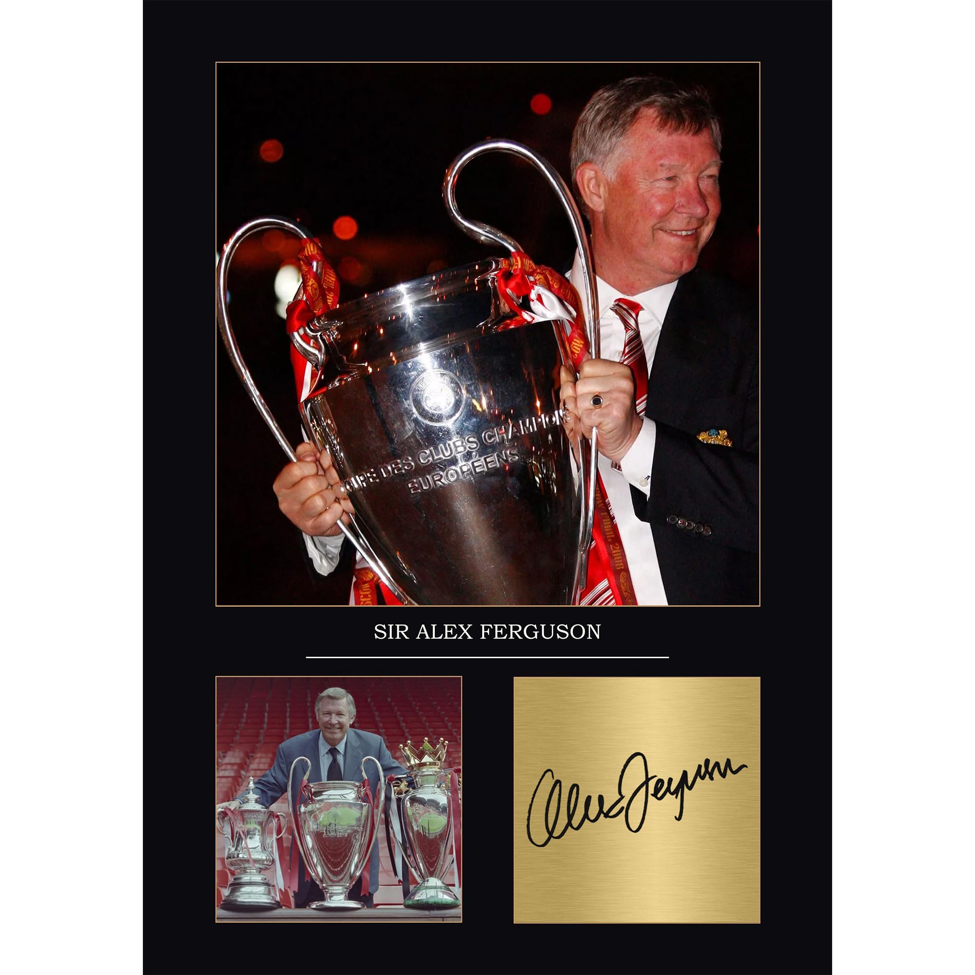 Sir Alex Fergusson Gift Signed A4 Print Display Unframed Man United Gifts For Boys Digitally Reproduced Signature United Gifts For Boys Manchester United (Unframed)