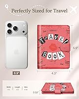 Vista 3 de Slohif Funda para pasaporte para viajes, para mujeres y hombres, bloqueo RFID, protector de pasaporte para tarjetas de tarjeta de embarque, Rosa
