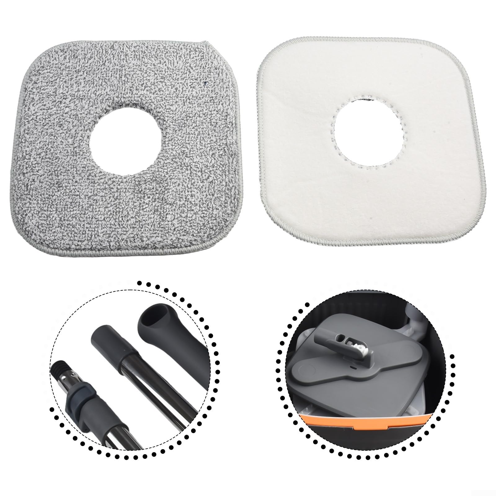 Trapeador y cubo de limpieza automática giratoria de 360 grados con escurridor de doble propósito húmedo y seco, mango extensible ajustable para madera dura para suelos de mármol