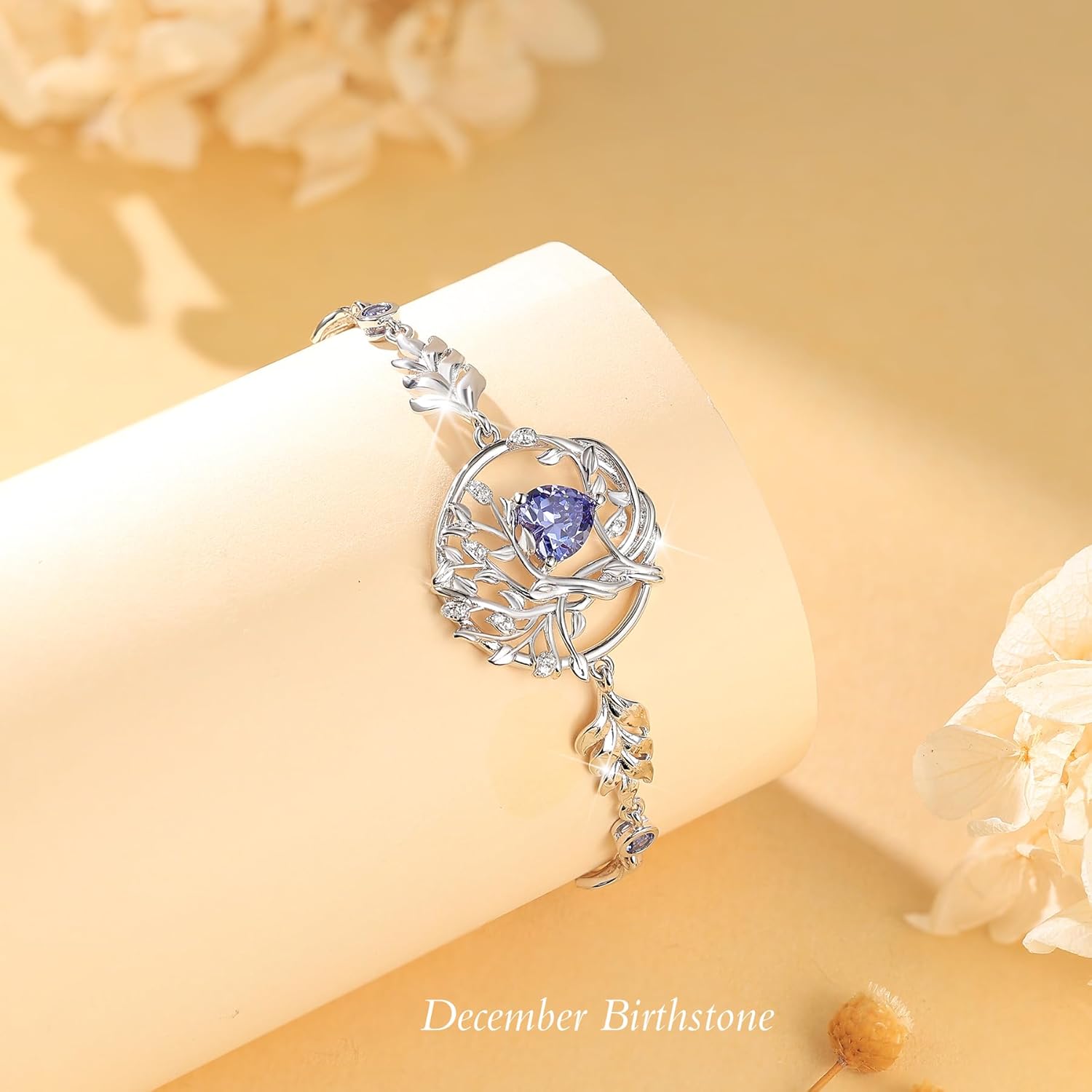 S925 Sterling Silver Tree Of Life Birthstone Heart Charm Bracelet Gifts for Women Jewelry Anniversary Valentines Day Birthday Gifts Bracelets - Image 2