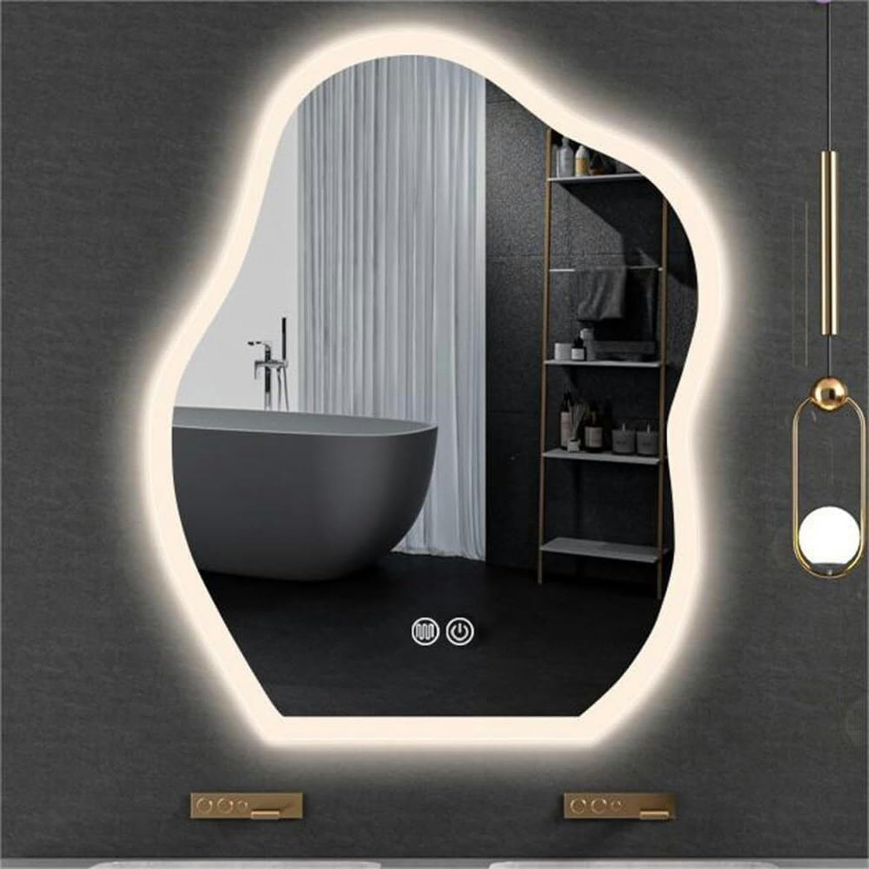 Miroir décoratif irrégulier LED avec système de sécurité anti-explosion