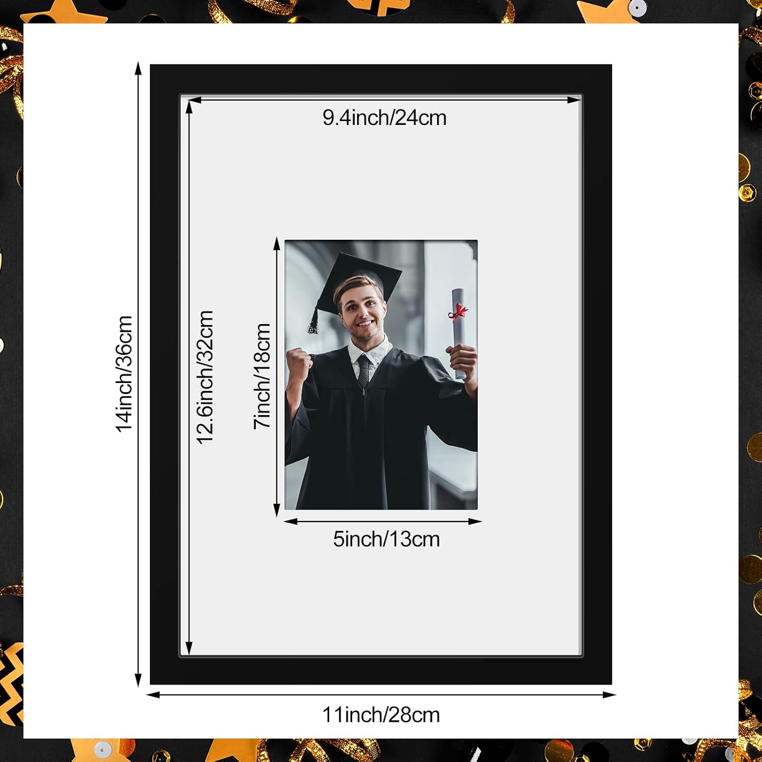 Wesiti 2 Pack Graduation Signature Picture Frame Displays 5x7 Photo with 2 Pcs Signature Pen for Wedding Birthday Guest Book Signing, Wall Hanging Photo Frame for Graduation Celebration (11 x 14 Inch)