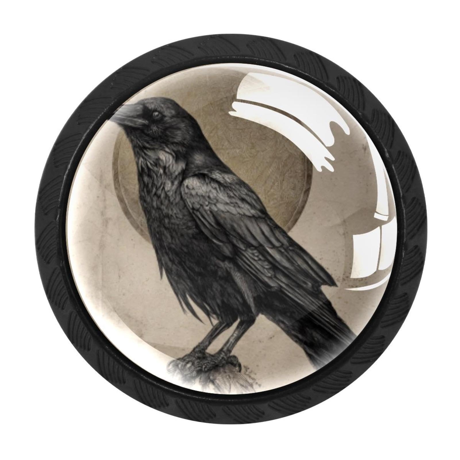 CHENZZZZ 4 pcs Crow (2) Cabinet Knobs Crystal Drawer Pulls for Kitchen, Bathroom Cabinet, Dresser and Cupboard