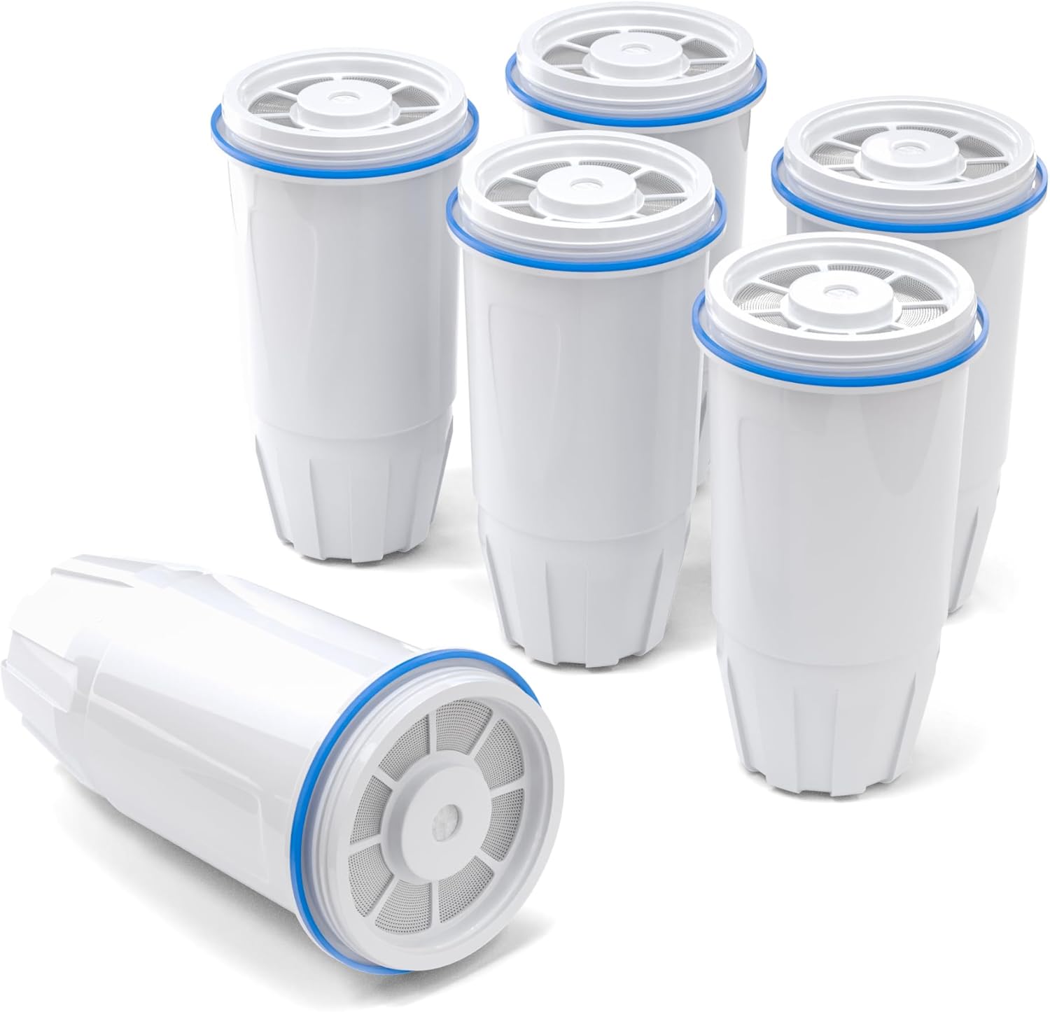 Water Replacement Filter Fit for Zero Filter Pitcher and Dispenser ZR-001 ZR-004 ZP-006 ZR017, Six-Stage System, Effectively Reducing Lead, Chromium, PFOA, 6 Packs