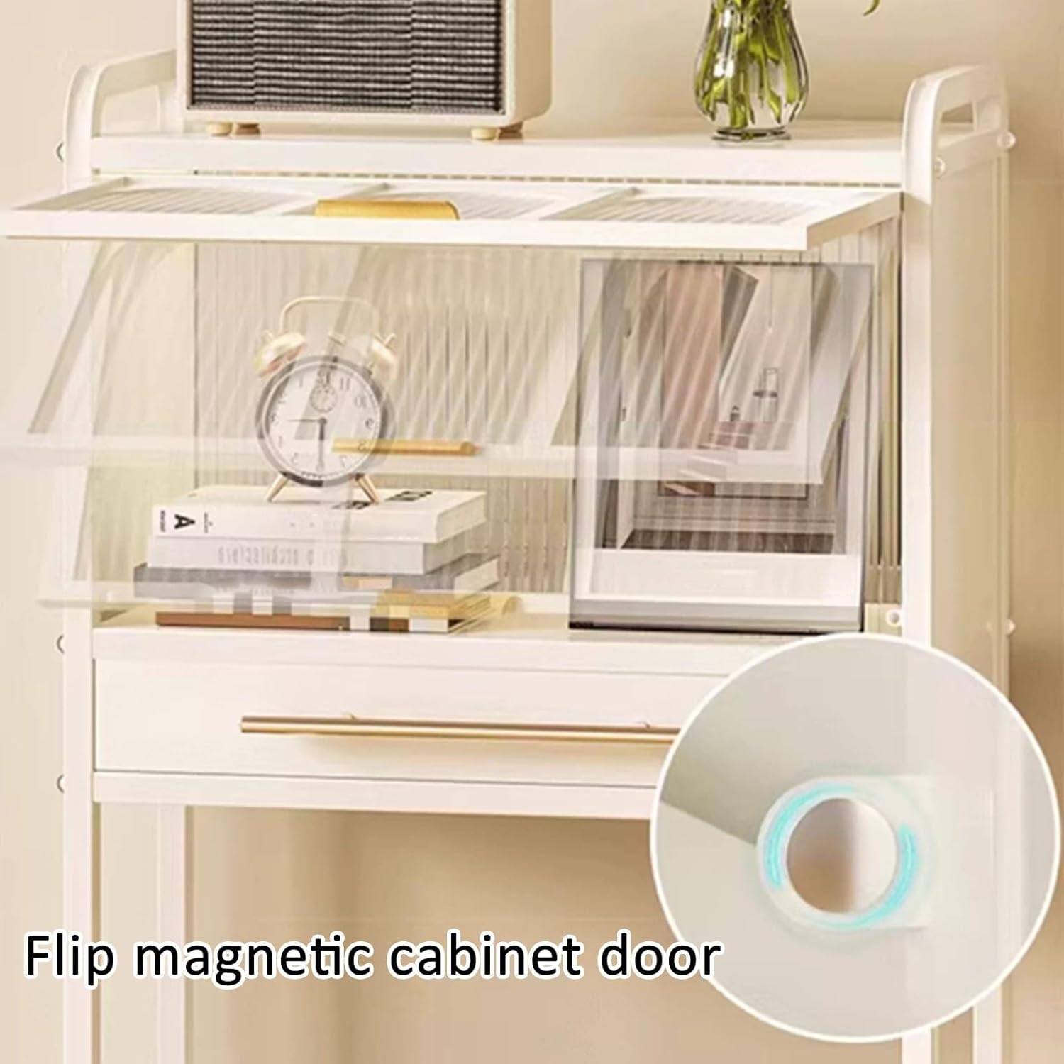 JKGHK Sweeping Robot Stand Rack, Storage Rack Above The Sweeping Robots with Wheels, Entryway Hallway Double-Tier Robot Vacuum Cleaner Shelf, for Bedroom, Office