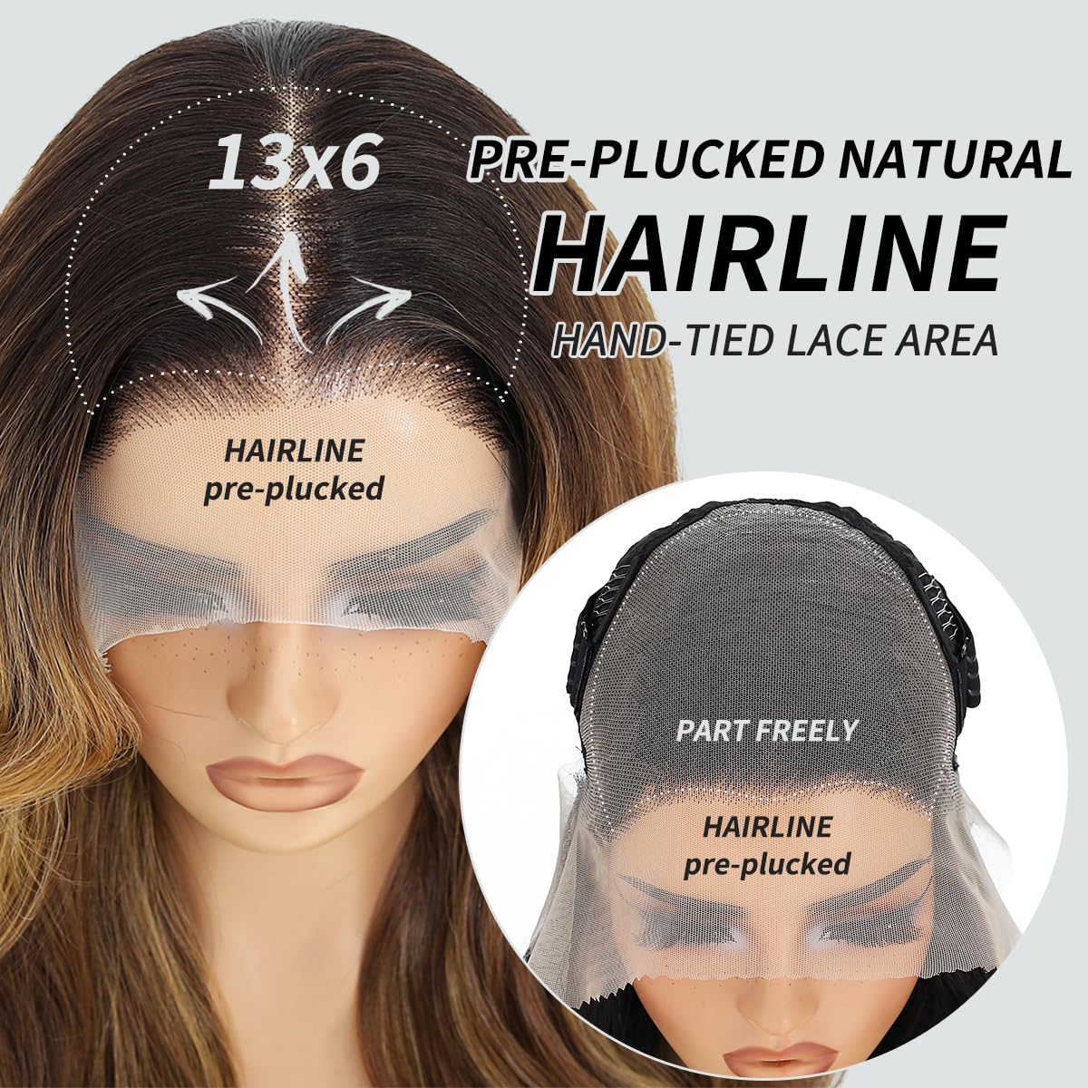 Synthetic Lace Front Wig 13x6 HD Lace Wig Highlight Brown Mix Blonde Body Wave 100% Futura Premium Wigs For Women 28 Inch Pre Plucked Ready Wear Wig Friendly Daily Party Use
