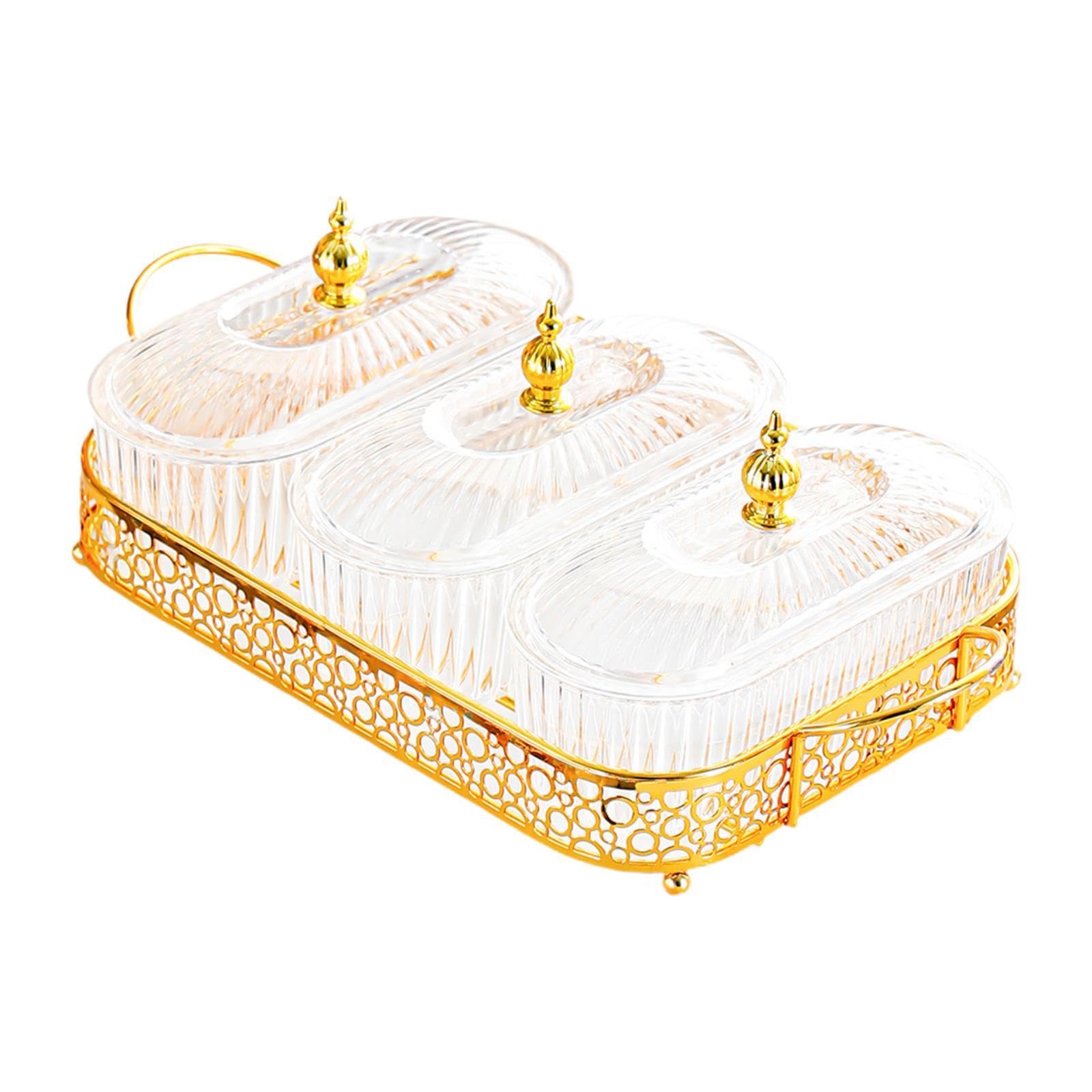 Plateau à Condiments avec Compartiments et Couvercle Amovible. Structure Légère et Raffinée En PP. Idéal pour La Salle à Manger, La Cuisine et Les Réu, Clair, 3 Grille