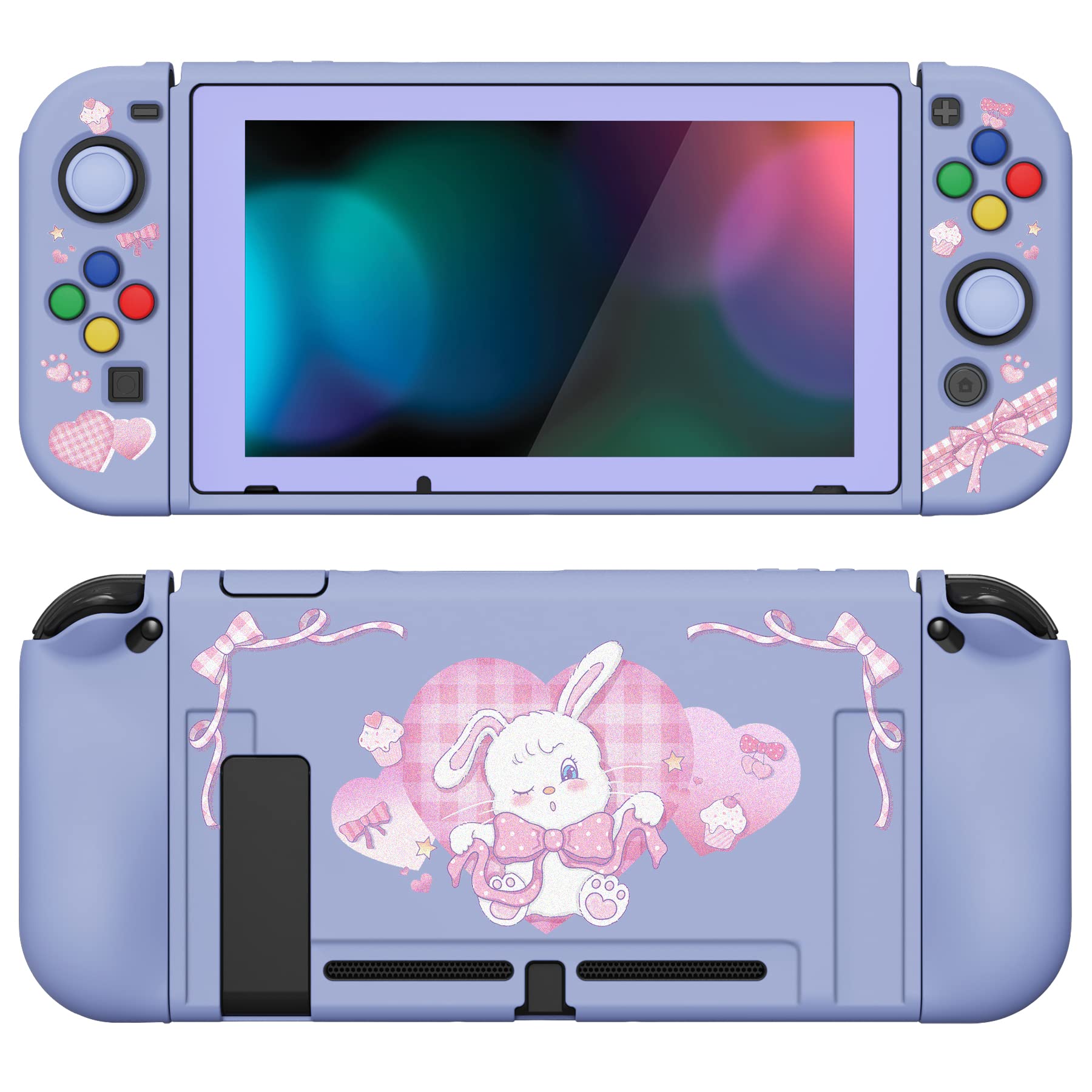 PlayVital ZealProtect Funda Protectora Suave para Nintendo Switch Accesorios Carcasa con Protector de Pantalla & Tapas de Agarre para el Pulgar & Pegatinas de ABXY Dirección Botón(Gatos en Piscina) — view 23
