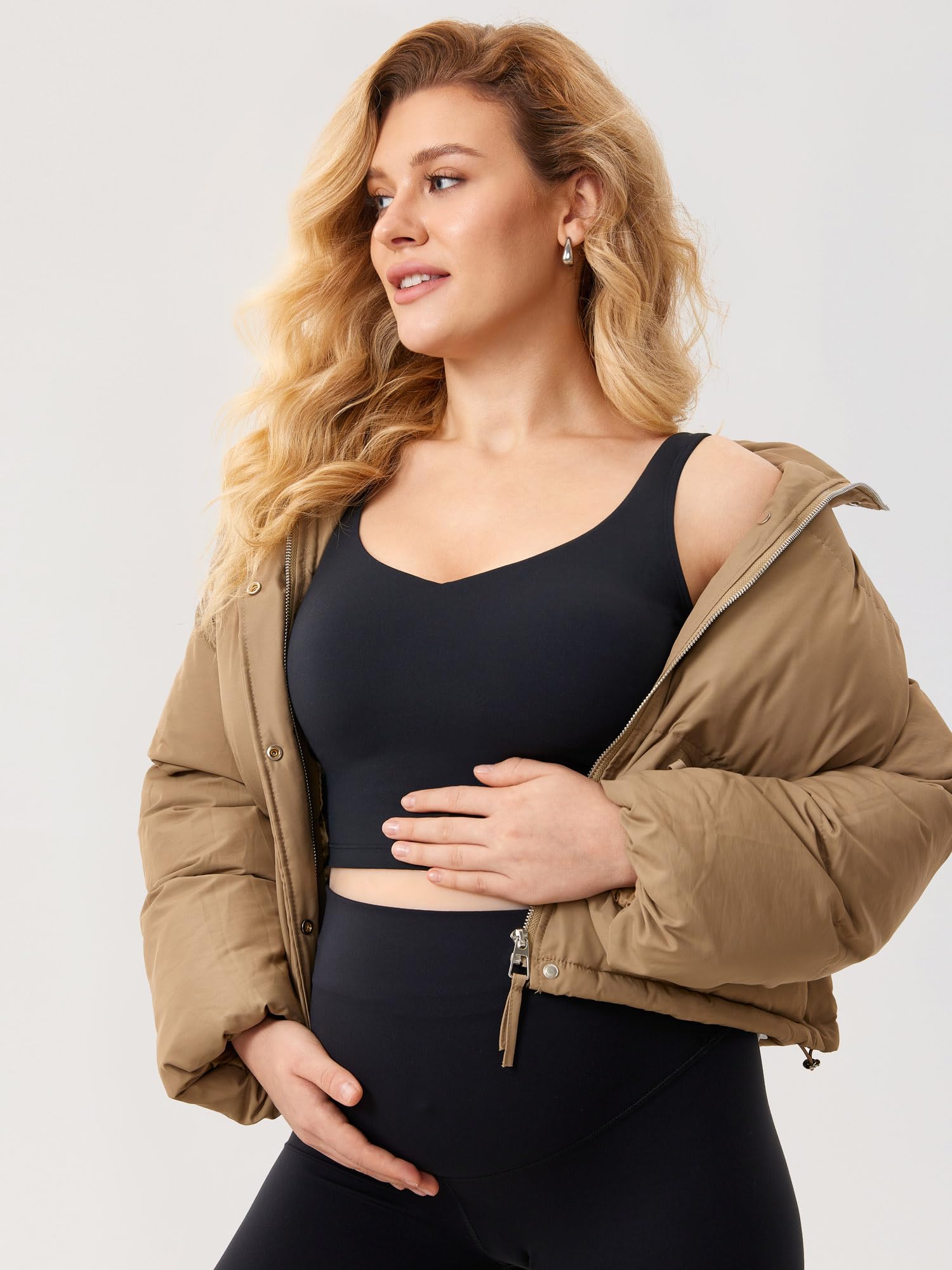 MOMANDA Femme Soutien Gorge d'allaitement Top Long et Sportif à Encolure en V avec Rembourrages Amovibles