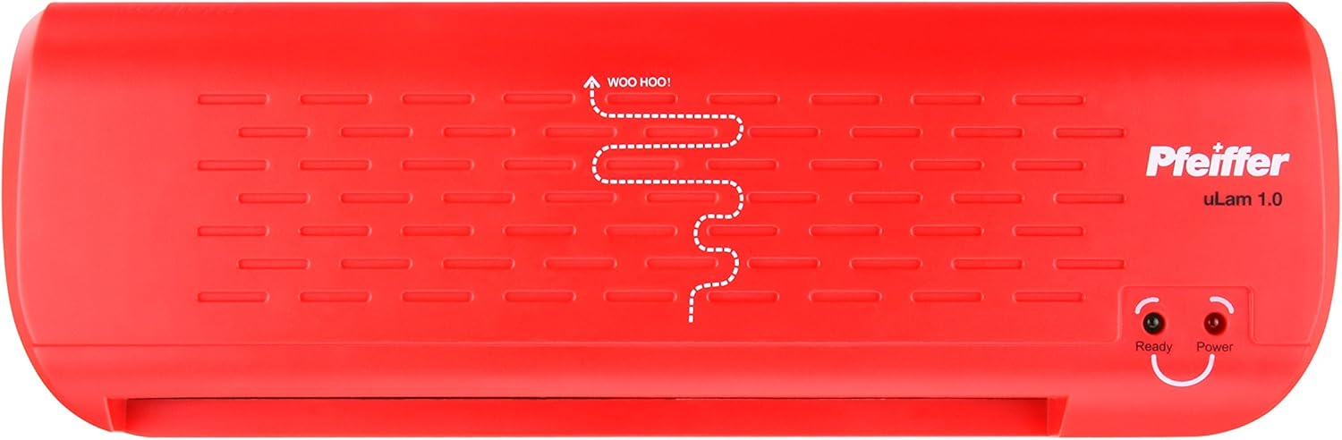 Pfeiffer Laminator uLam 1.0, Red, Laminate Photos, Certificates and Documents up to 8 1/2" x 11" (PFML143R)
