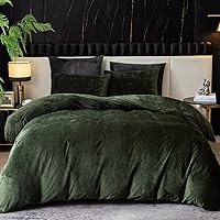 Vista 22 de Ivellow Juego de funda de edredón de terciopelo, funda de edredón beige, tamaño Queen, 3 piezas, ultra suave, transpirable, funda de edredón