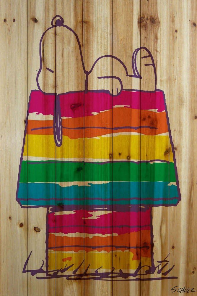 Amazon.de PEANUTS 'Snoopy's Rainbow House' Kunstdruck auf natürlichem