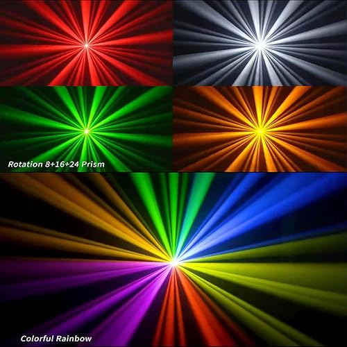 Miniatura 6 de JUNMAN Mini 230W 7R Beam Cabeza Móvil DJ Disco Etapa Luces 48 Prisma con Tira Led y Efecto Arco Iris