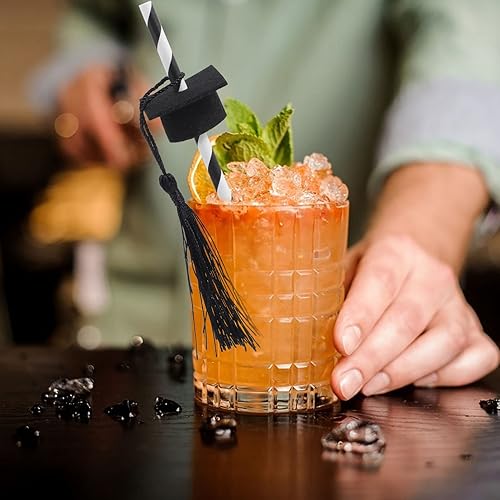 Miniatura 5 de 12 popotes de papel de graduación para batidos de jugos, suministros para fiestas de graduación 2023