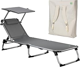 Totò Piccinni Lettino prendisole KAMP Pieghevole Leggero Alluminio CUSCINO e BORSA Zaino (Grigio)
