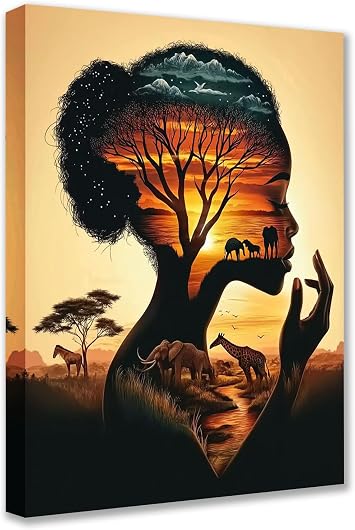 Posters Prints Woman Tree 1P Portraits Sceneries Canvas Wall Art Special Modern Pictures Artwork for Living Room Bathroom Home Decor Framed Gallery-Wrapped Ready to Hang