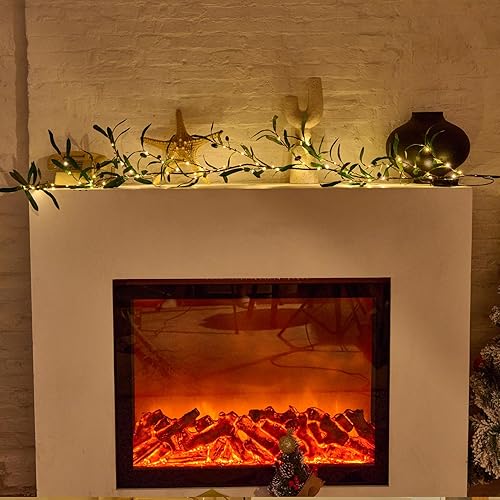 Miniatura 4 de Luces artificiales de vid de olivo con temporizador de 6 pies, 72 LED, árbol de olivo para paredes, guirnalda de ramas verdes para el hogar, manto,