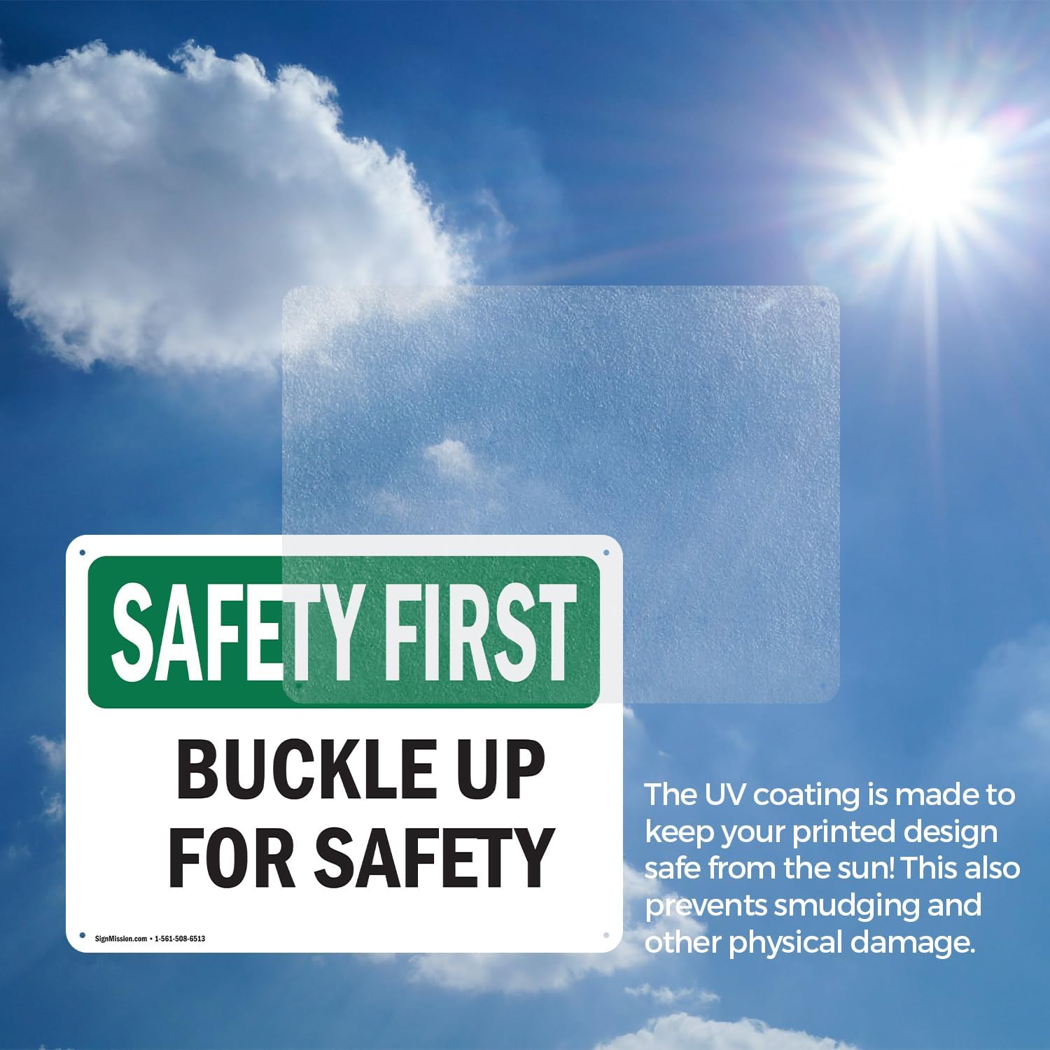 (2 Pack) Buckle Up For Safety OSHA Safety First Sign 14 Inch X 10 Inch Indoor/Outdoor Rust-Free Aluminum Metal Signs for Workplace, Workshop, and Construction Site, Made in the USA