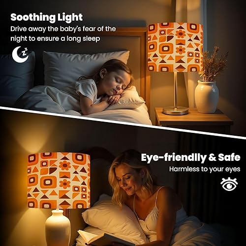 Miniatura 5 de Lamp Shades Mid Century Modern Retro Orange Brown Geometric 70s Style Shapes Lampshades set of 2 Light Shade for Table Lamps Pendant Light Floor