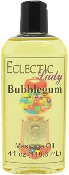 Bubblegum Massage Oil, 4 oz, With Sweet Almond Oil and Jojoba Oil