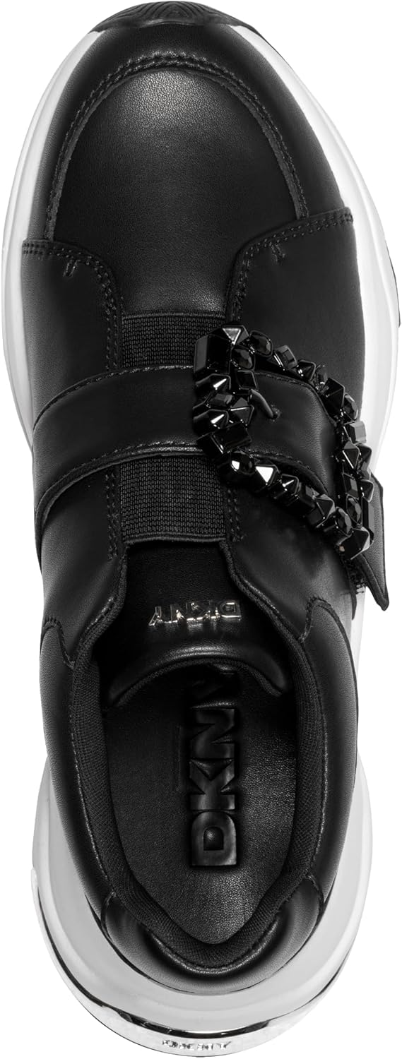 DKNY Women's Jendaya Slip on Sneaker with Embellishment Belt