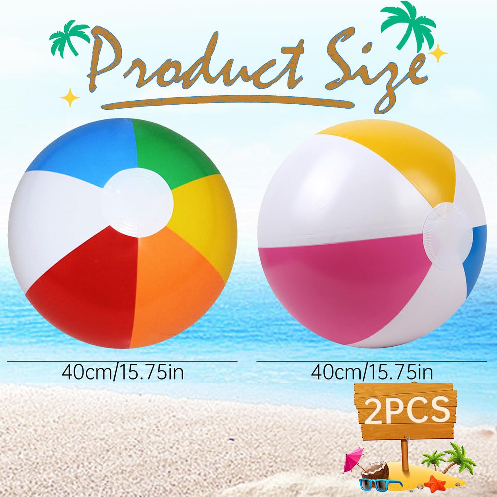 AOOTUERL 2 PCS Inflatable Panel Beach Ball, Beach Ball Football Small Blow Up Beach Balls Water Game,for Holiday Swimming Pool Party Beach, Kids and Adults Summer Pool Party Toys - Image 2