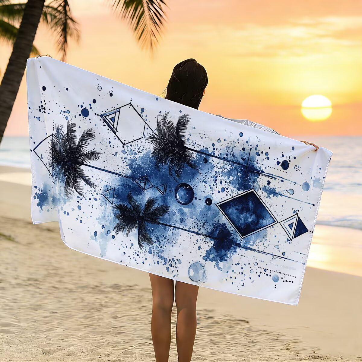 Duży ręcznik plażowy 90 x 180 cm 2 sztuki, ręcznik plażowy z mikrofibry, szybkoschnący ręcznik kąpielowy na siłownię męski, odporny na piasek ręczniki z mikrofibry akcesoria podróżne, ręcznik na
