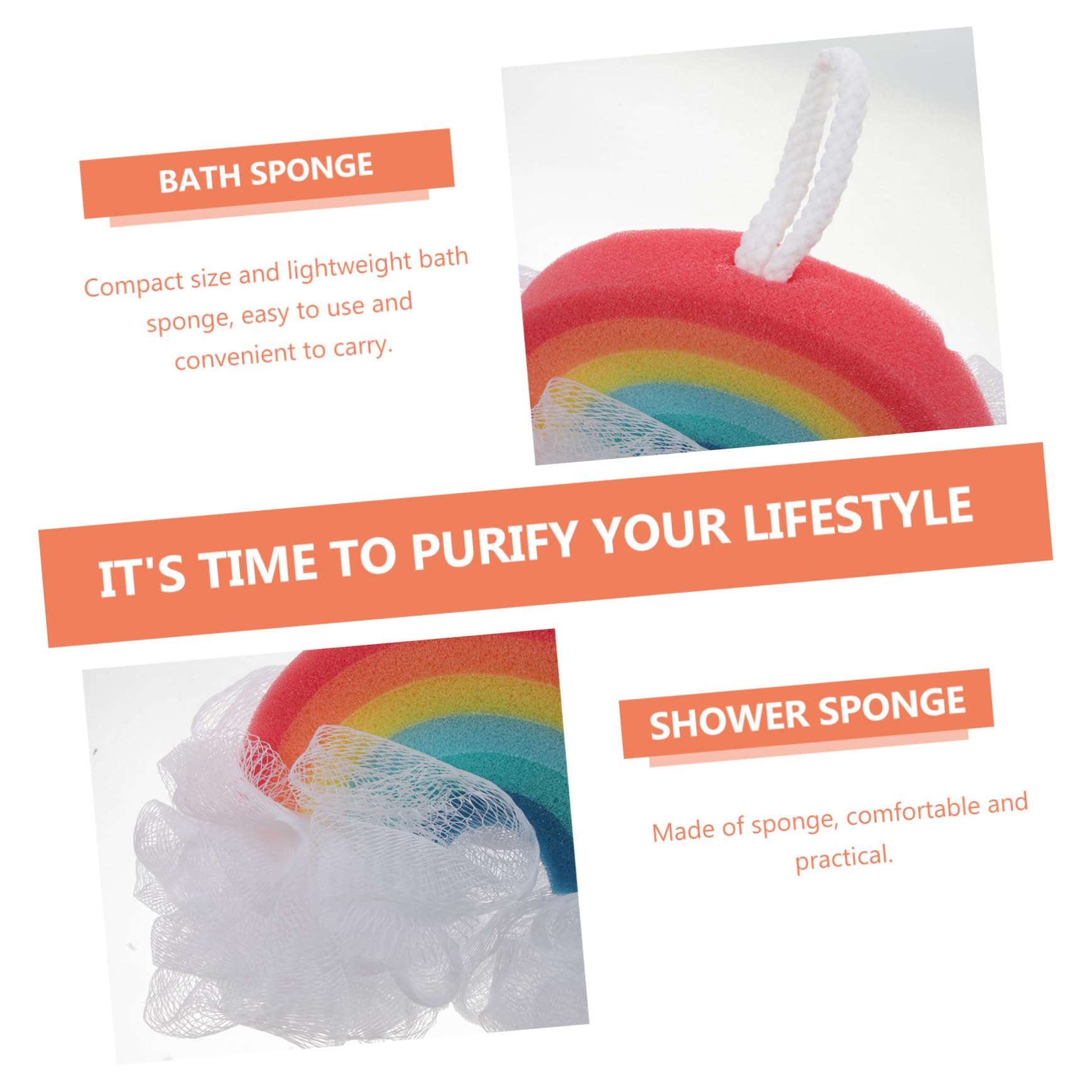 Anneome Spugna da Bagno Arcobaleno 2 Pezzi, Spugna Esfoliante Morbida per Bambini, Scrub Delicato Corpo per Bagno e Doccia, Materiale Confortevole e Portatile, per Pelle Sensibile