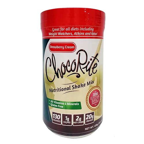 ChocoRite Batido de proteína de crema de fresa, 15.1 oz