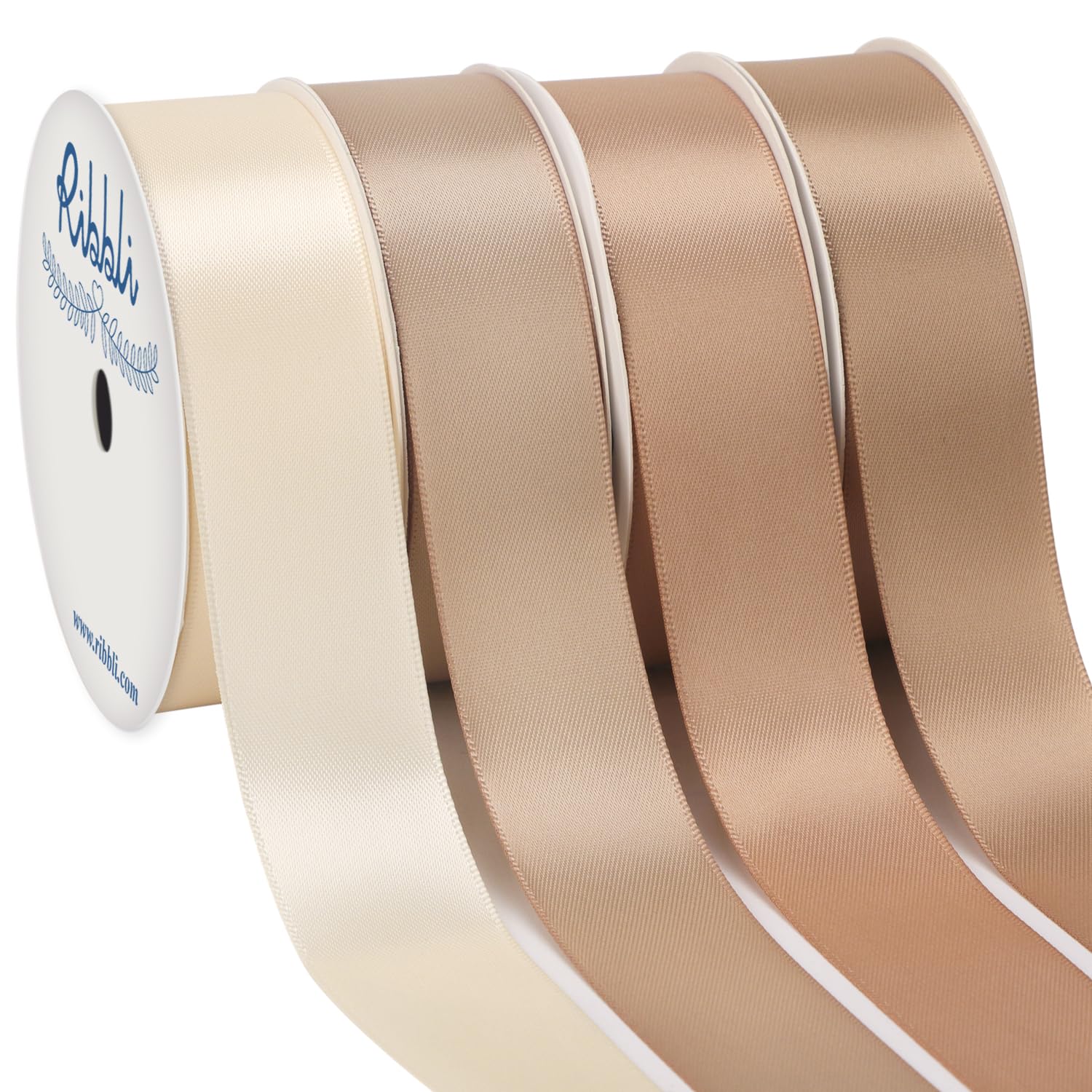 Snapklik.com : Champagne Satin Ribbon 1 Inch X 4 Rolls Total 40 Yards ...