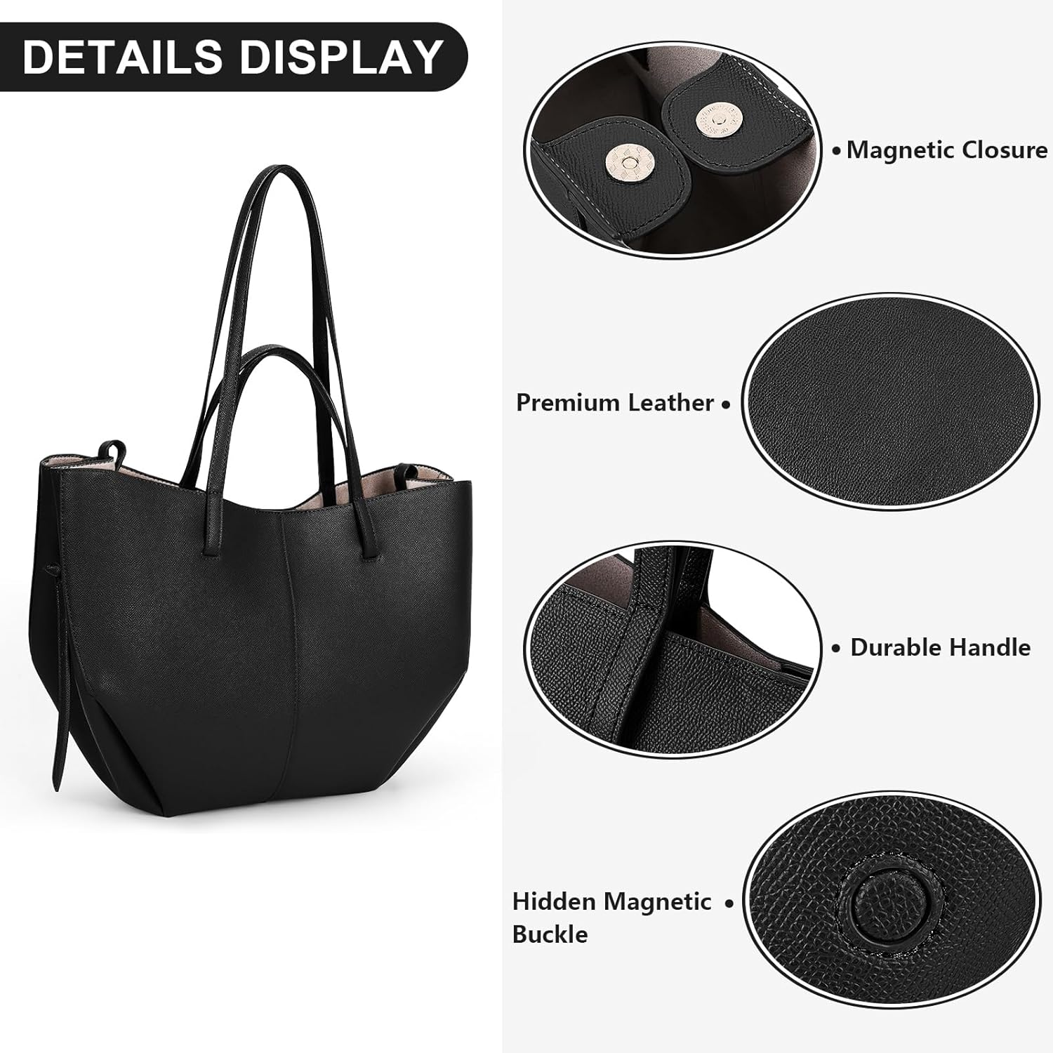 Juoxeepy Work Bag Faux Leather Tote Bag for Women Trendy Handbag Purse Fall Shoulder Bag with Magnetic Closure - Image 4